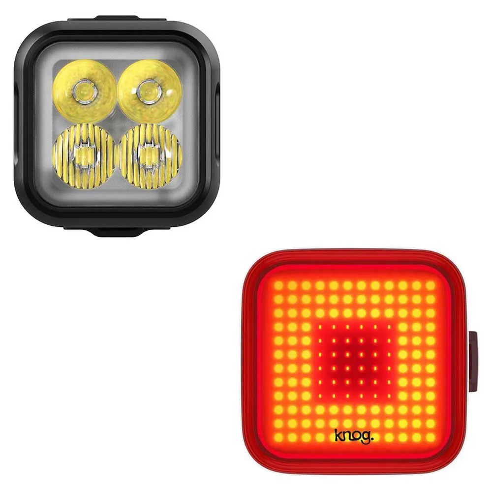 Knog Blinder 600 + Square Sykkellyktesett, Black / red, 600 / 100 Lysstyrker Knog Blinder 600 + Square Sykkellyktesett, Black / red, 600 / 100 Lysstyrker
