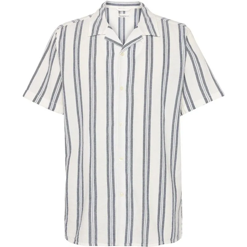 Knowledge Cotton Apparel Box Sl Striped Cotton Shirt