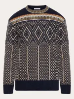 Knowledge Cotton Apparel Faroe Isle Crew Neck Lambswool Knit