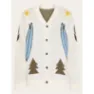 Knowledge Cotton Apparel Jacquard Trees Yes Please V-Neck CottonKnit Cardigan
