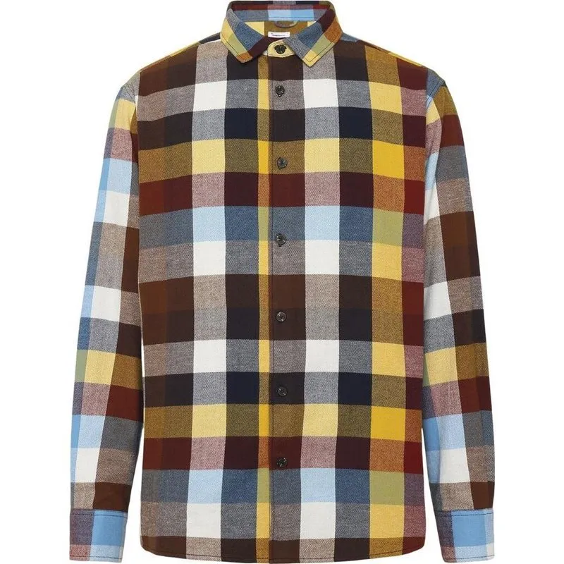 Knowledge Cotton Apparel Loose Fit Checked Flannel Shirt, Multi check 2