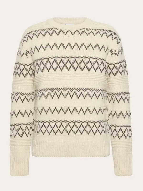 Knowledge Cotton Apparel Men's Knitted Pattern Crew Neck