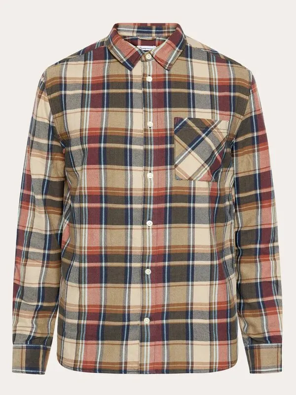 Knowledge Cotton Apparel Regular Light Flannel Checkered Shirt, Multi check 2 Knowledge Cotton Apparel Regular Light Flannel Checkered Shirt, Multi check 2