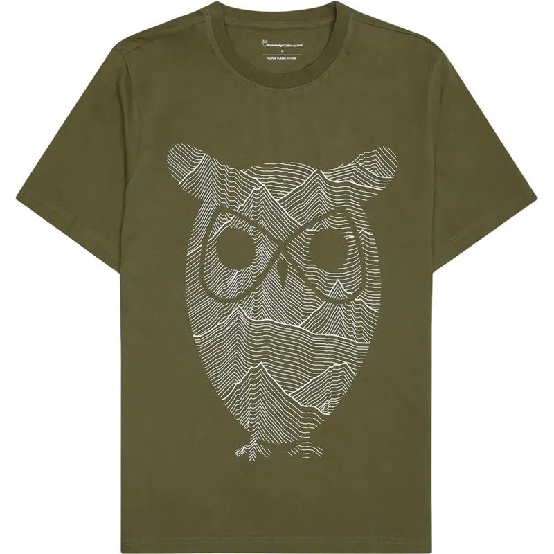 Knowledge Cotton Apparel Regular Single Jersey Mountain Owl Printed T-Shirt