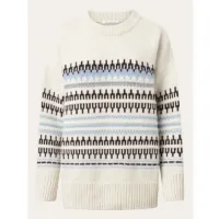 Knowledge Cotton Apparel Wool Pattern Boxy Crew Neck