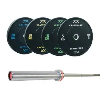 Kraftmark Vektsett 50 mm - 100 kg Bumpers + olympisk vektstang CF 3.0, Vektstangsett bumper Kraftmark Vektsett 50 mm - 100 kg Bumpers + olympisk vektstang CF 3.0, Vektstangsett bumper