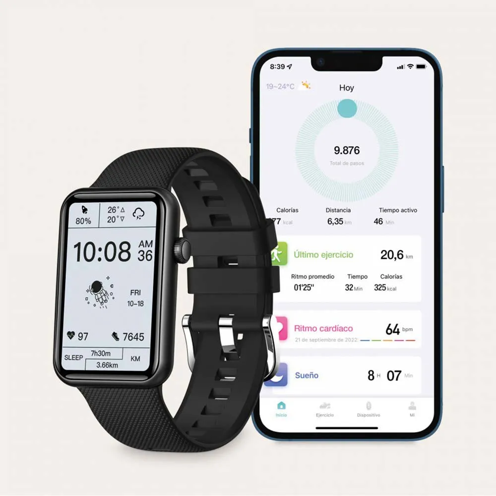 KSIX Tube Smartklokke, Black KSIX Tube Smartklokke, Black