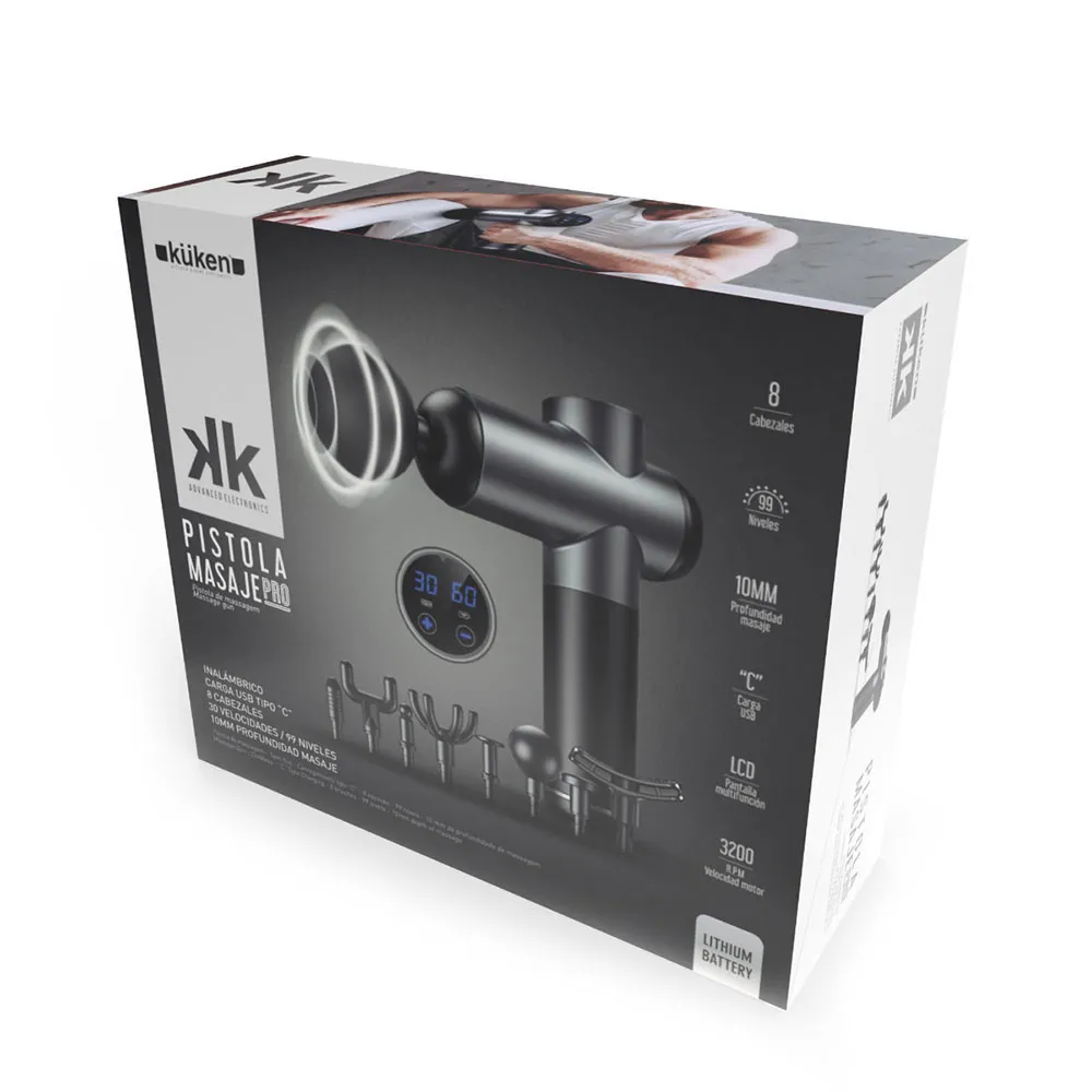 Kuken 49483 Massasjepistol, Black / grey, One Size, EU Plug 220V