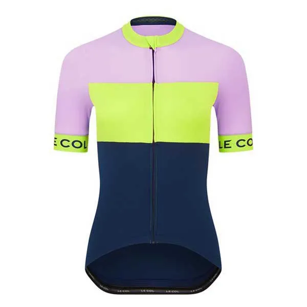 LE COL Sport Kort Ermet Trøye, Navy / peacock / lilac, XS