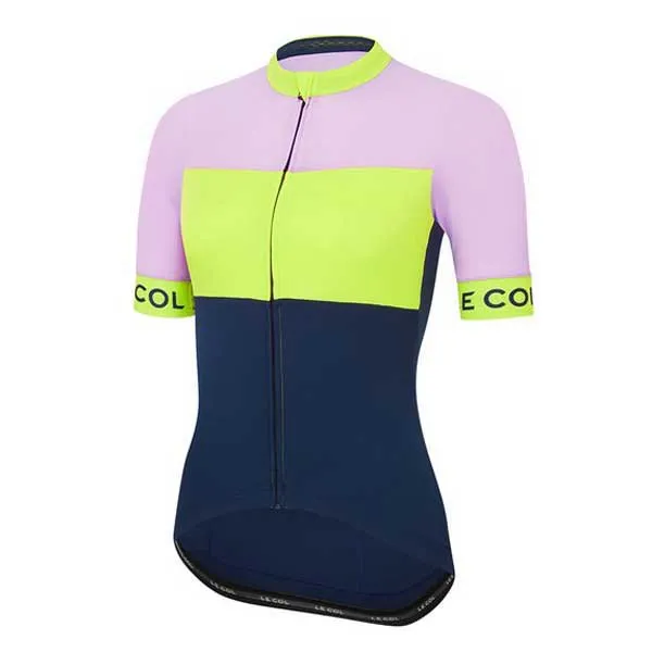 LE COL Sport Kort Ermet Trøye, Navy / peacock / lilac, XS