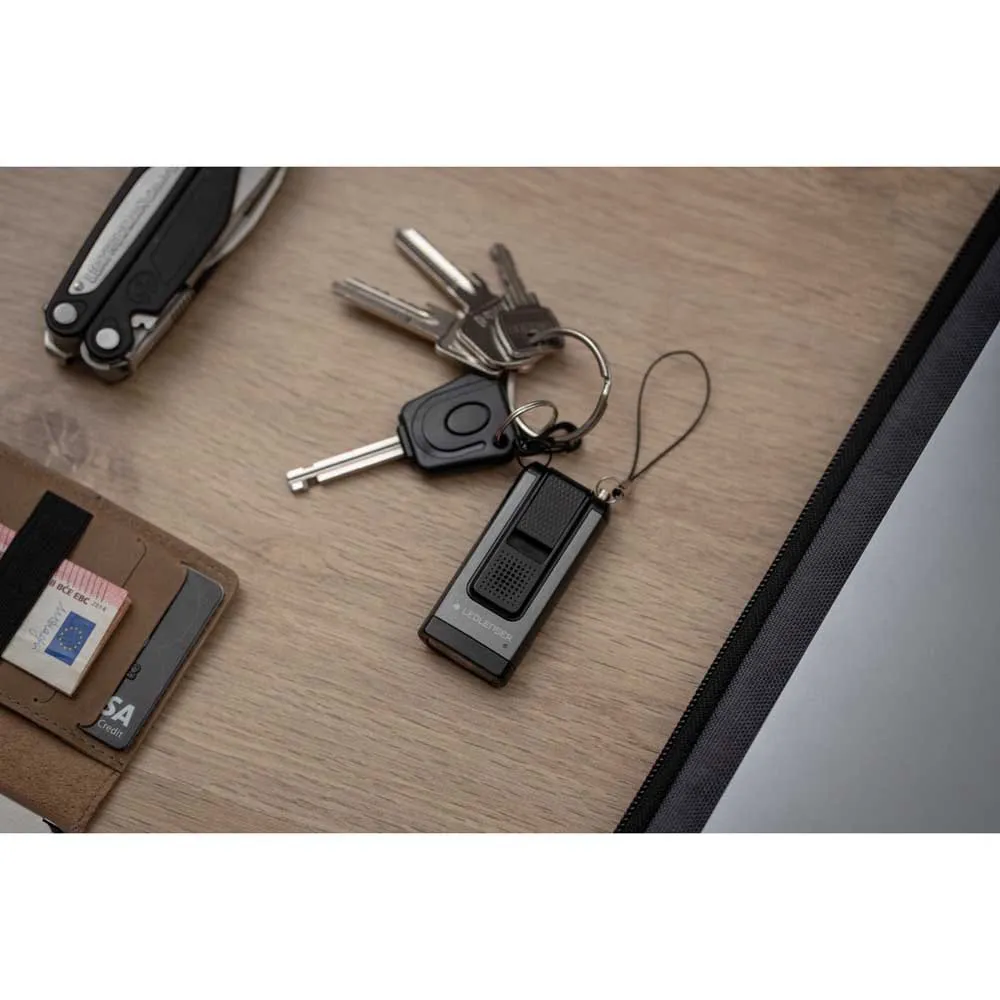 LEDLENSER K46r Sikkerhetsminne 4 Gb Oppladbar Lommelykt Nøkkelring, Grey, 400 Lysstyrker