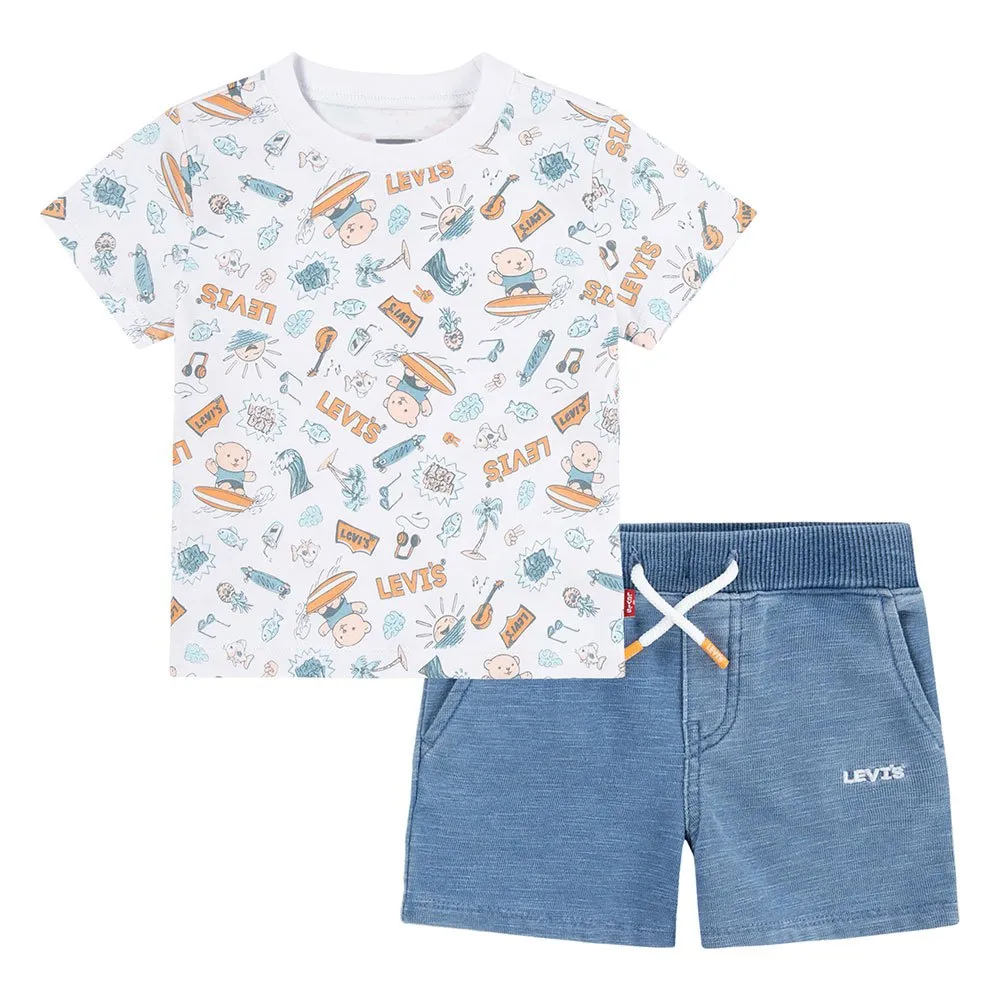 Levi's Surfing Doodle Aop Kortskjorte Sett, Bright white, 9MON