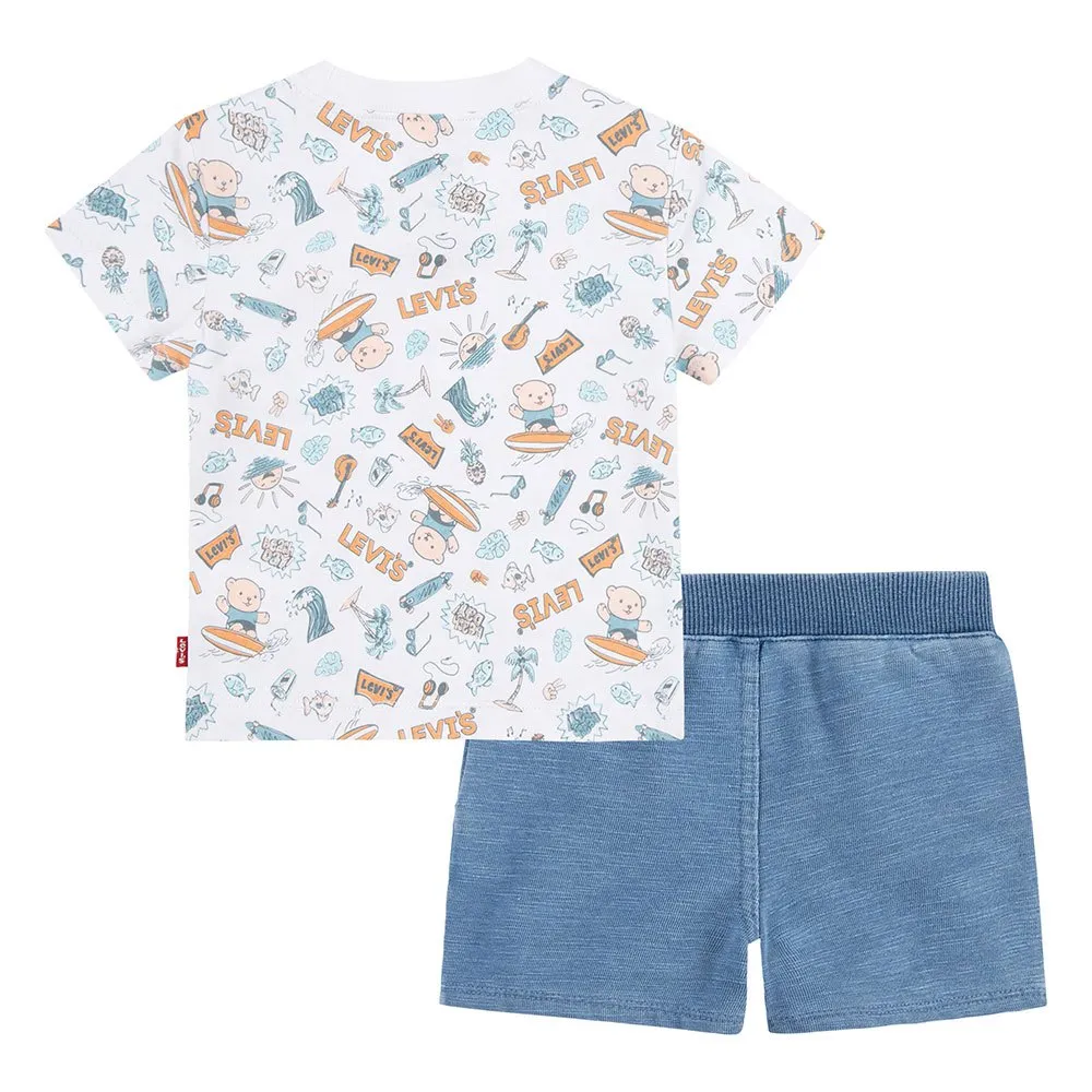Levi's Surfing Doodle Aop Kortskjorte Sett, Bright white, 9MON