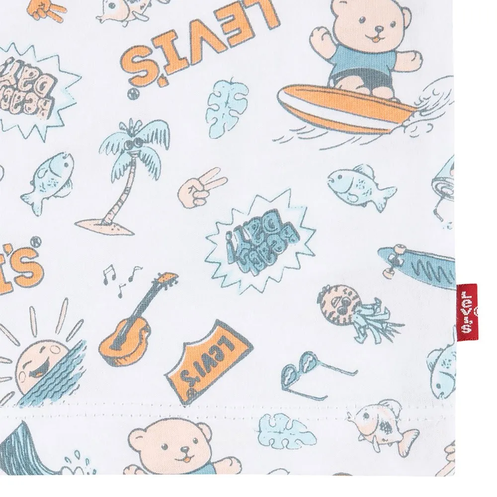Levi's Surfing Doodle Aop Kortskjorte Sett, Bright white, 9MON