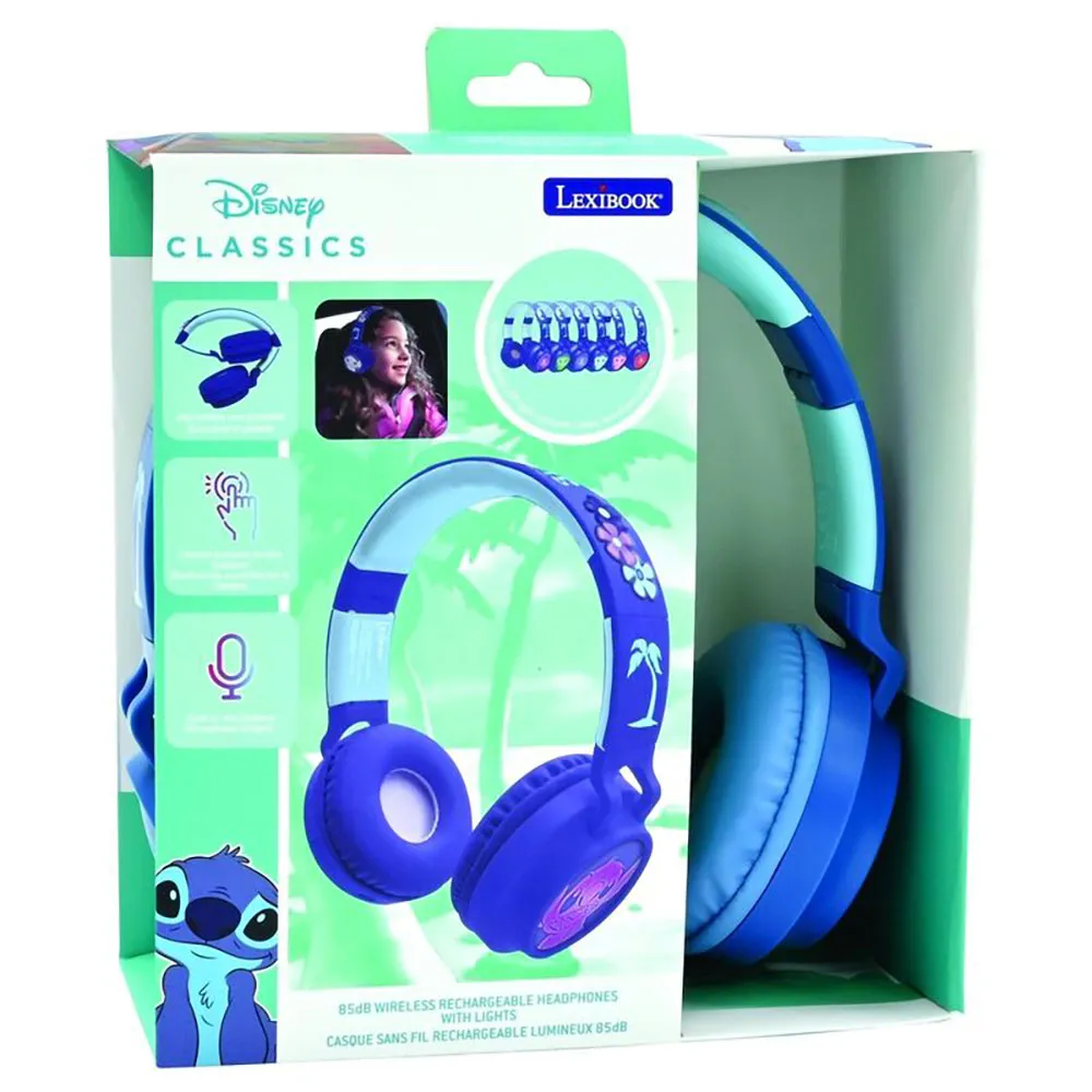 Lexibook Disney Stitch Bluetooth-lysende Hodetelefoner, Blue, One Size Lexibook Disney Stitch Bluetooth-lysende Hodetelefoner, Blue, One Size