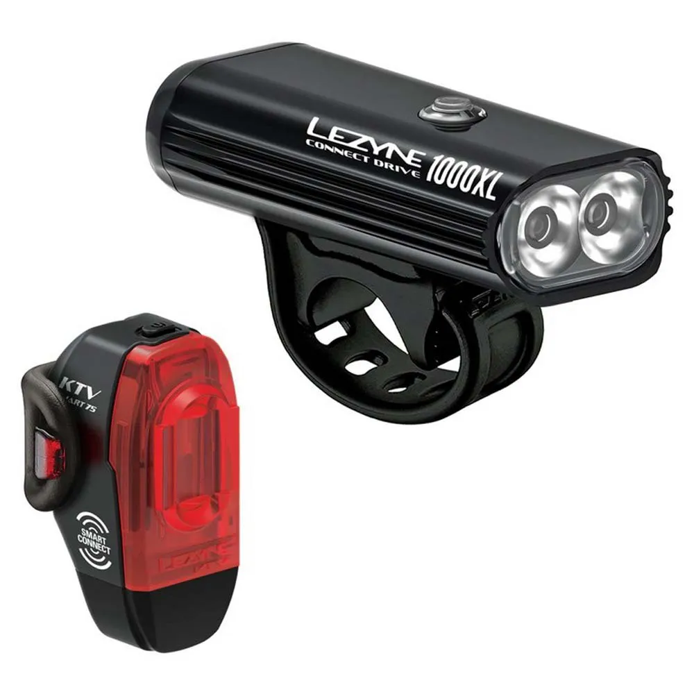 Lezyne Connect Drive 1000 Xl / Ktv Smart Drive Sykkellyktesett, Black, 1000 / 75 Lysstyrker Lezyne Connect Drive 1000 Xl / Ktv Smart Drive Sykkellyktesett, Black, 1000 / 75 Lysstyrker