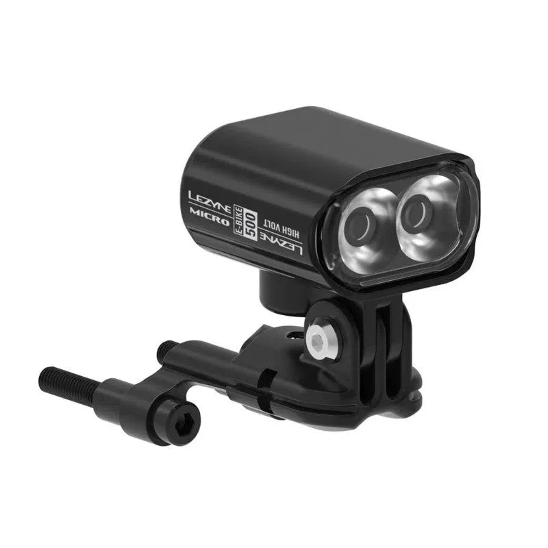 Lezyne EBIKE MICRO 500 HIGH VOLT WITH CABLE & EBIKE MOUNT FRONT LIGHT, Black