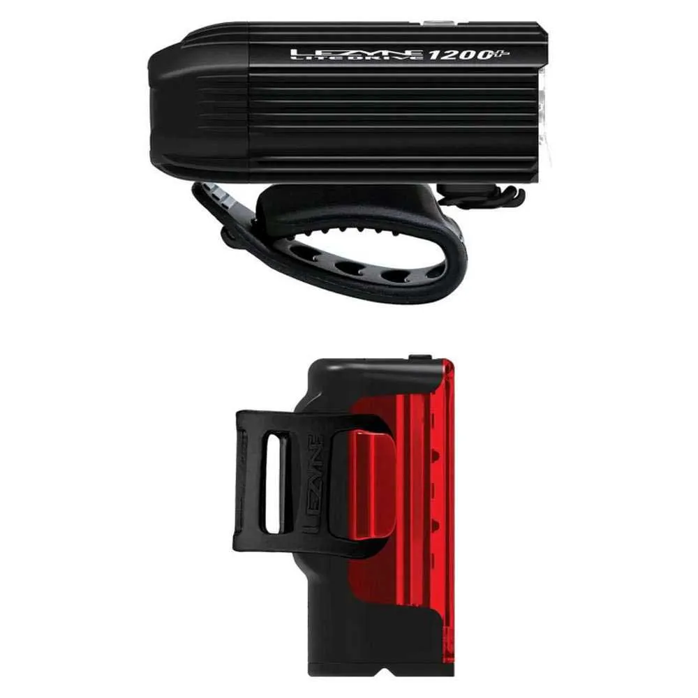 Lezyne Lite Drive 1200+ / Drive Pro 400+ Sykkellyktesett, Black, 1200 / 400 Lysstyrker Lezyne Lite Drive 1200+ / Drive Pro 400+ Sykkellyktesett, Black, 1200 / 400 Lysstyrker