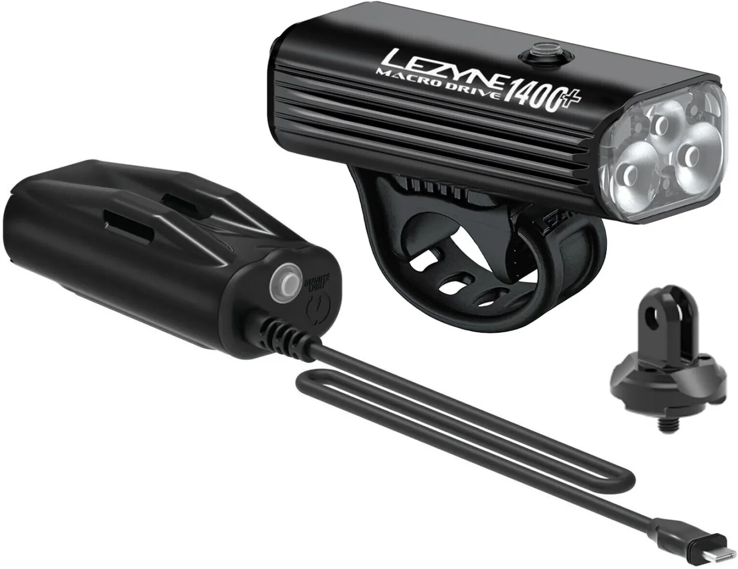 Lezyne Macro Drive 1400+ Frontlys sett, Black, 1400 Lysstyrker Lezyne Macro Drive 1400+ Frontlys sett, Black, 1400 Lysstyrker