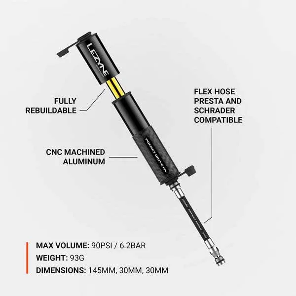 Lezyne Pocket Drive Hv Loaded Mini Pumpe, Black / silver, 160psi