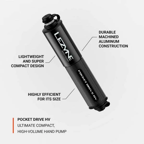 Lezyne Pocket Drive Hv Loaded Mini Pumpe, Black / silver, 160psi
