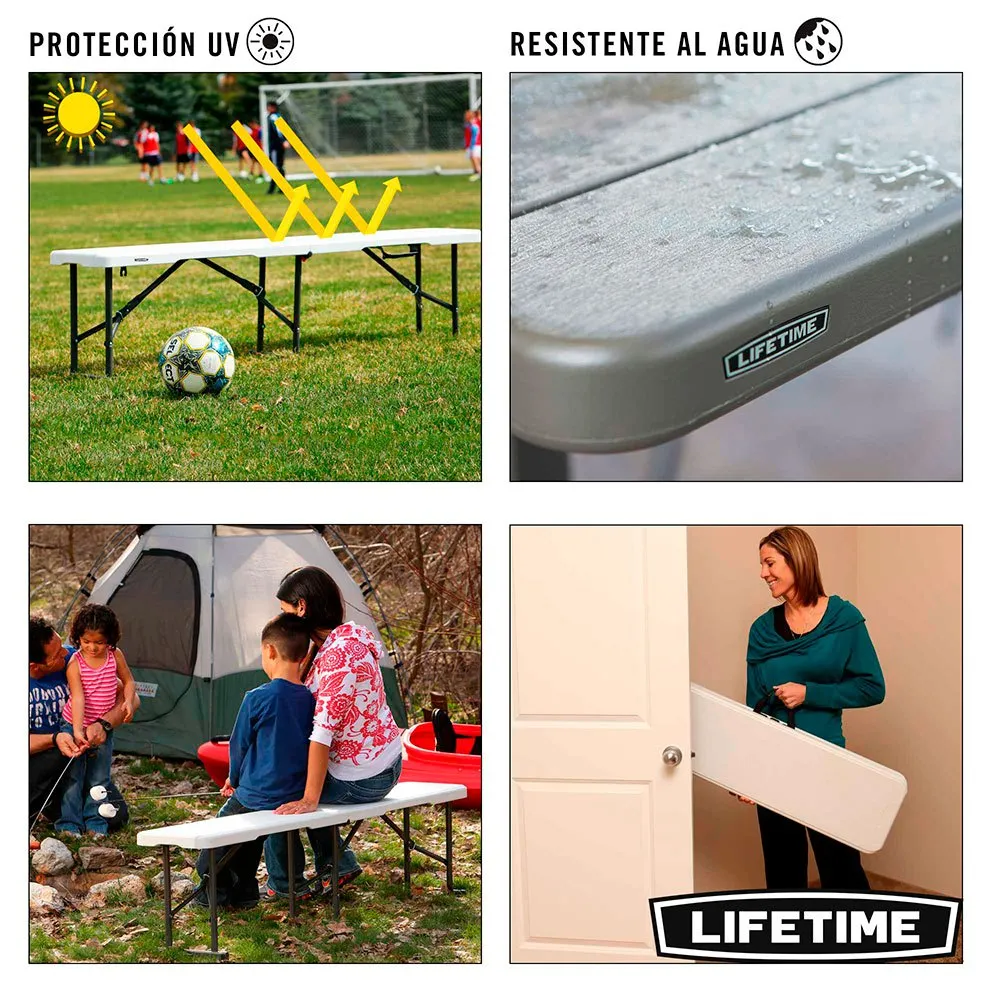 Lifetime Sammenleggbar Benk Til Camping 183x29x42 Cm, White, One Size