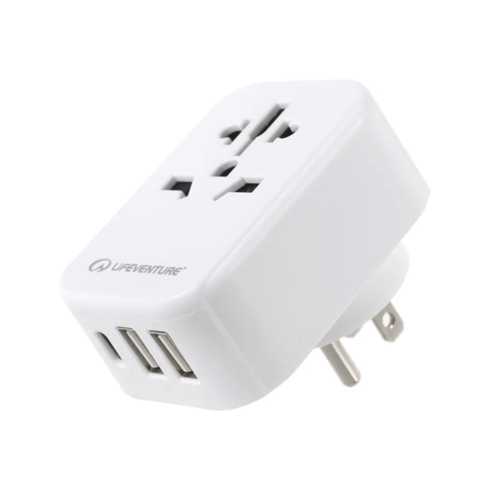 Lifeventure Verdensadapter Til Amerikansk Kontakt Med Usb, One size