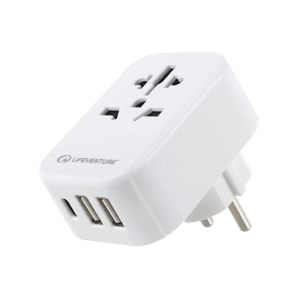 Lifeventure Verdensadapter Til Europeisk Støpsel Med Usb, One size