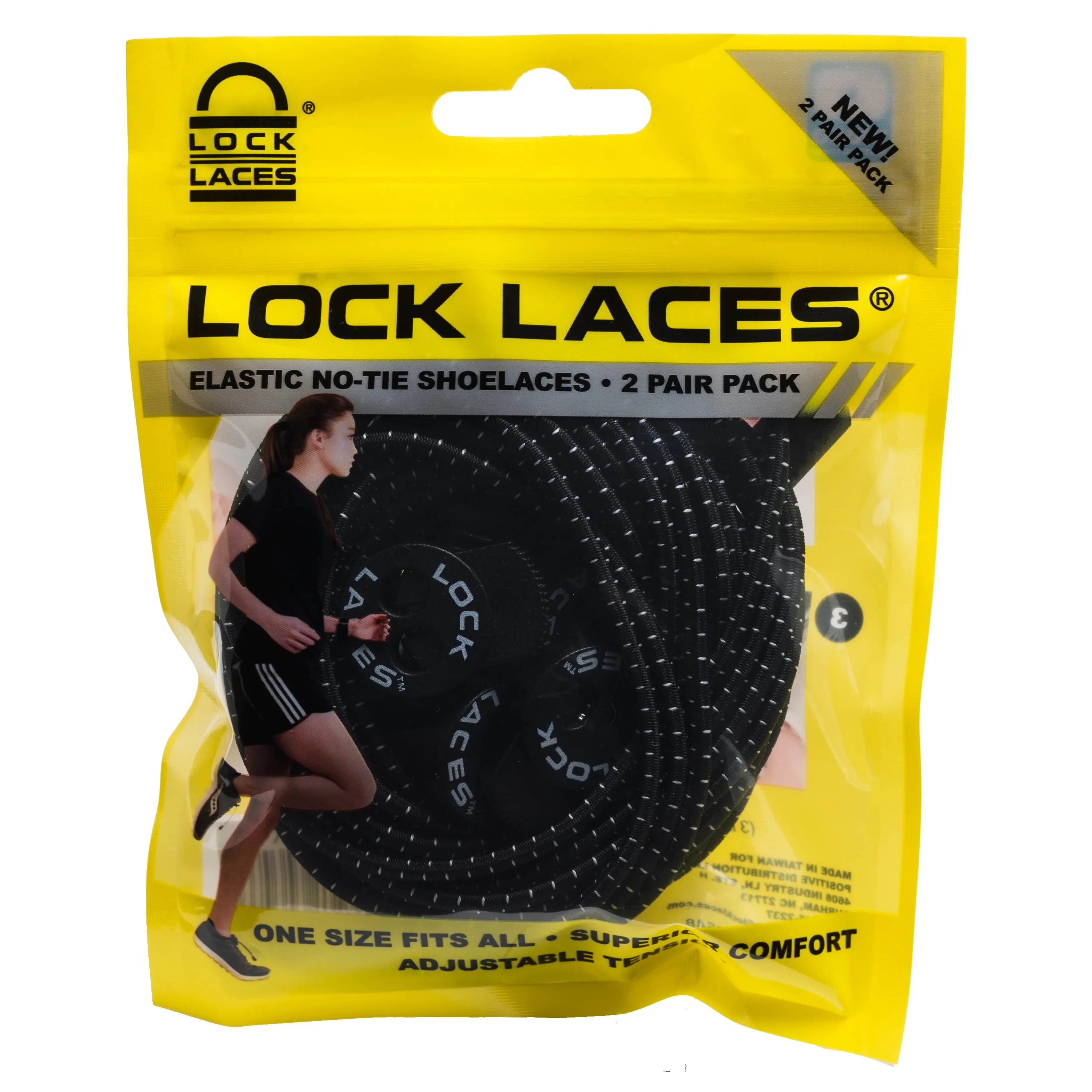 Lock Laces No Tie Shoelaces 2-pack, Black Lock Laces No Tie Shoelaces 2-pack, Black