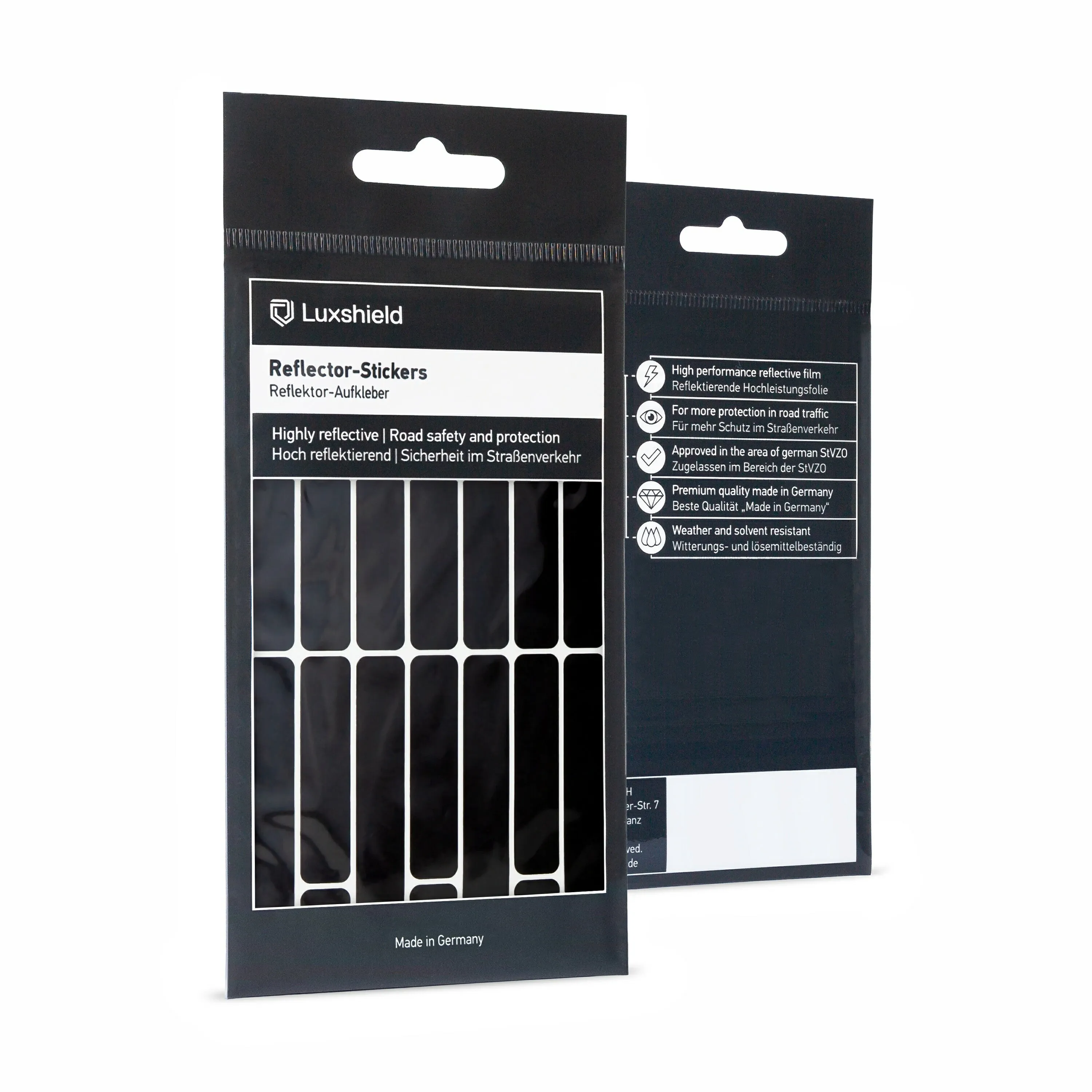 Luxshield Reflekterende Striper Klistremerker, Svart Luxshield Reflekterende Striper Klistremerker, Svart