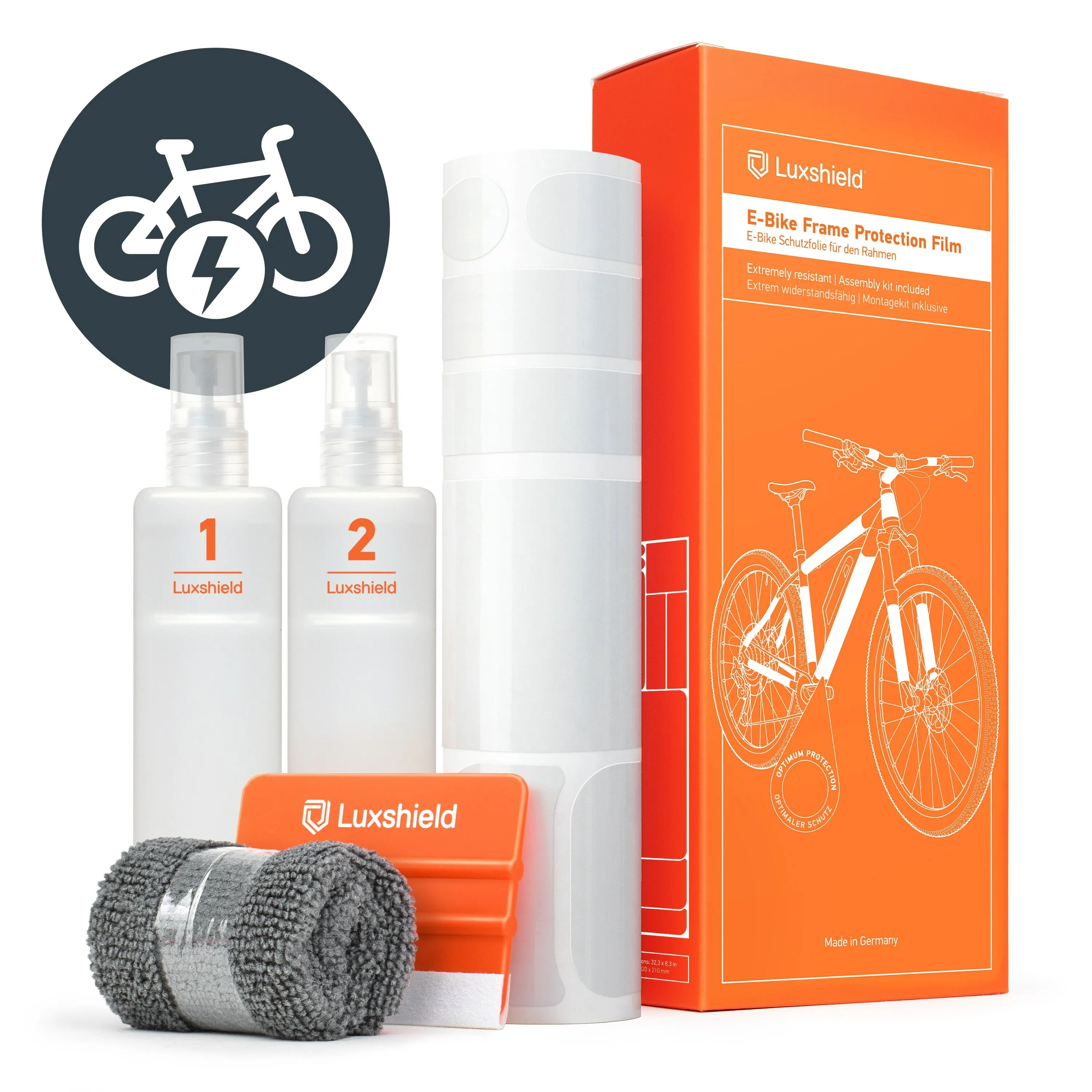 Luxshield Universal E-Bike Rammebeskytter Kit, Matte gjennomsiktig