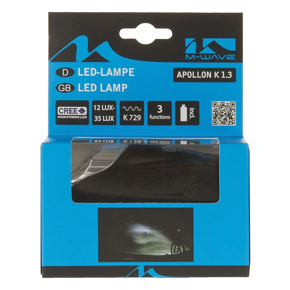 M-Wave Apollon 1.3 Frontlys, Black, 350 Lysstyrker M-Wave Apollon 1.3 Frontlys, Black, 350 Lysstyrker
