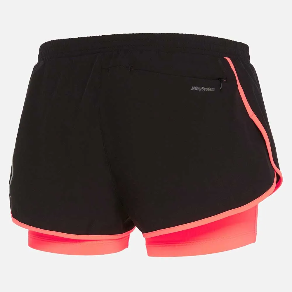 Macron Tricia 2.5 Micro 2-i-1 Shorts female, Black / neon coral Macron Tricia 2.5 Micro 2-i-1 Shorts female, Black / neon coral