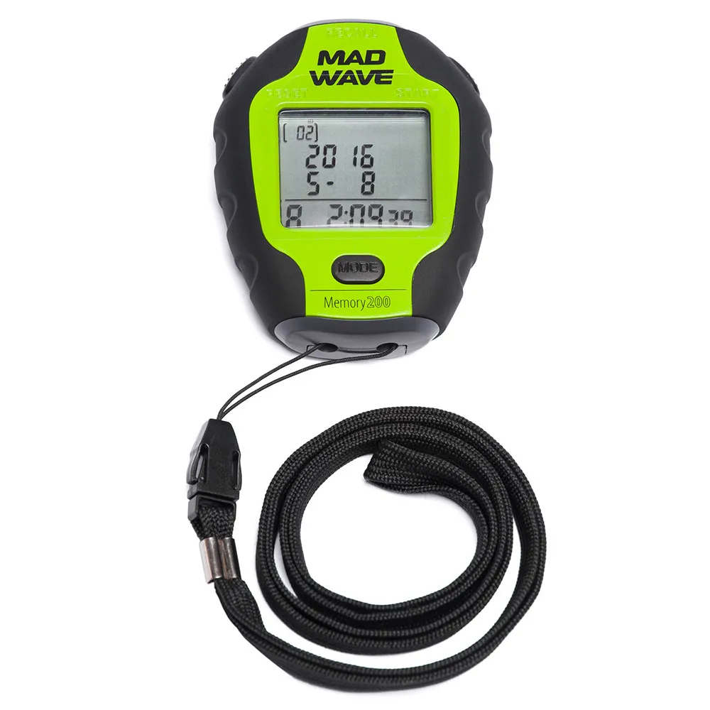 Madwave 200 Memory Stoppeklokke, Green, One Size