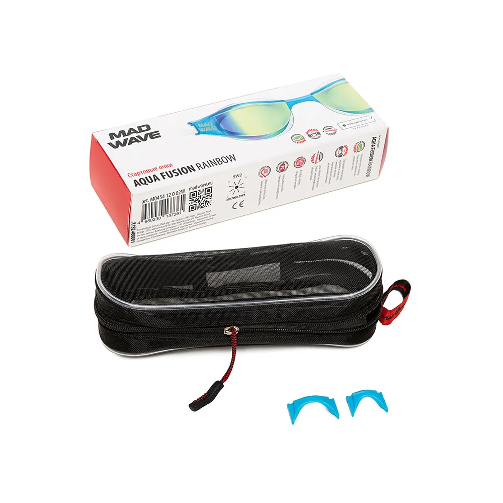 Madwave Aqua Fusion Rainbow Speil-svømmebriller unisex, White, One Size