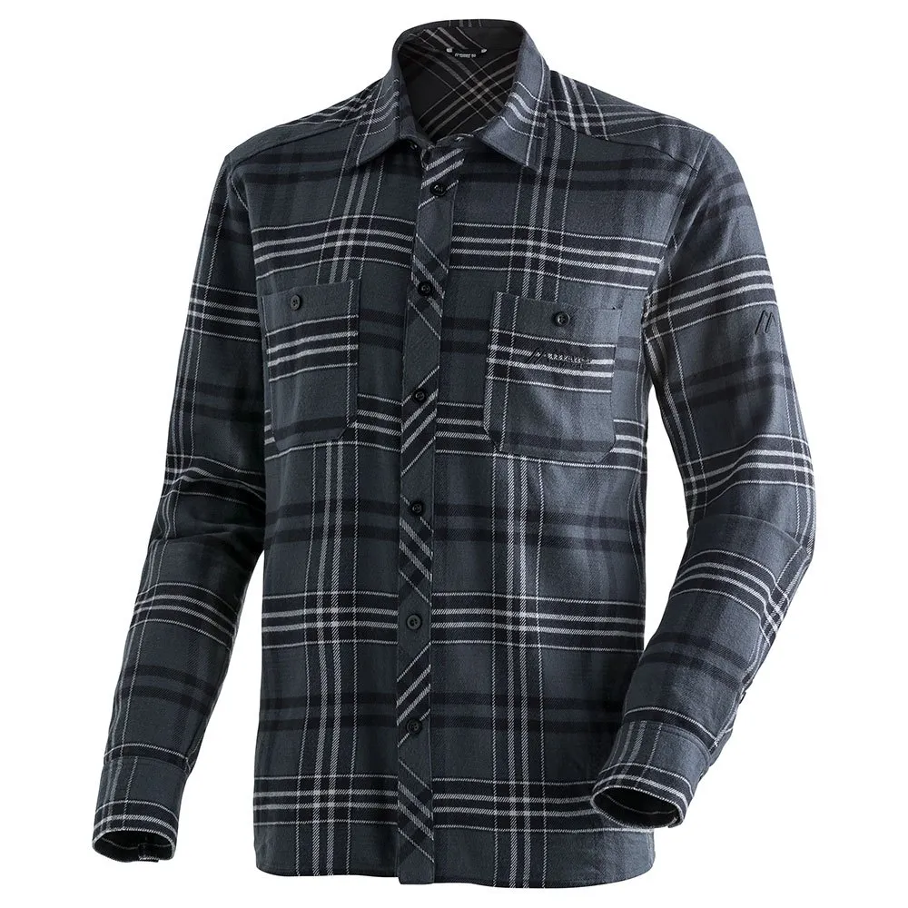 Maier Sports Predeal M Skjorte Med Lange Ermer, Grey check, Regular