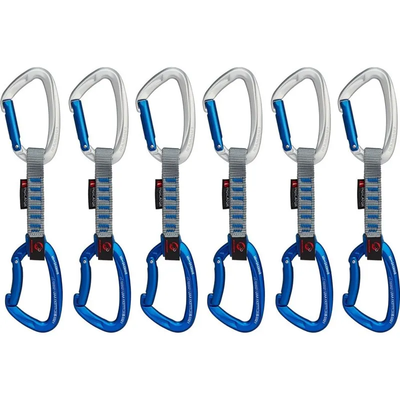 Mammut Crag Keylock 10 cm Indicator 6-Pack Quickdraws, Straight gate/bent gate key lock, silver-ultramarine, 10cm