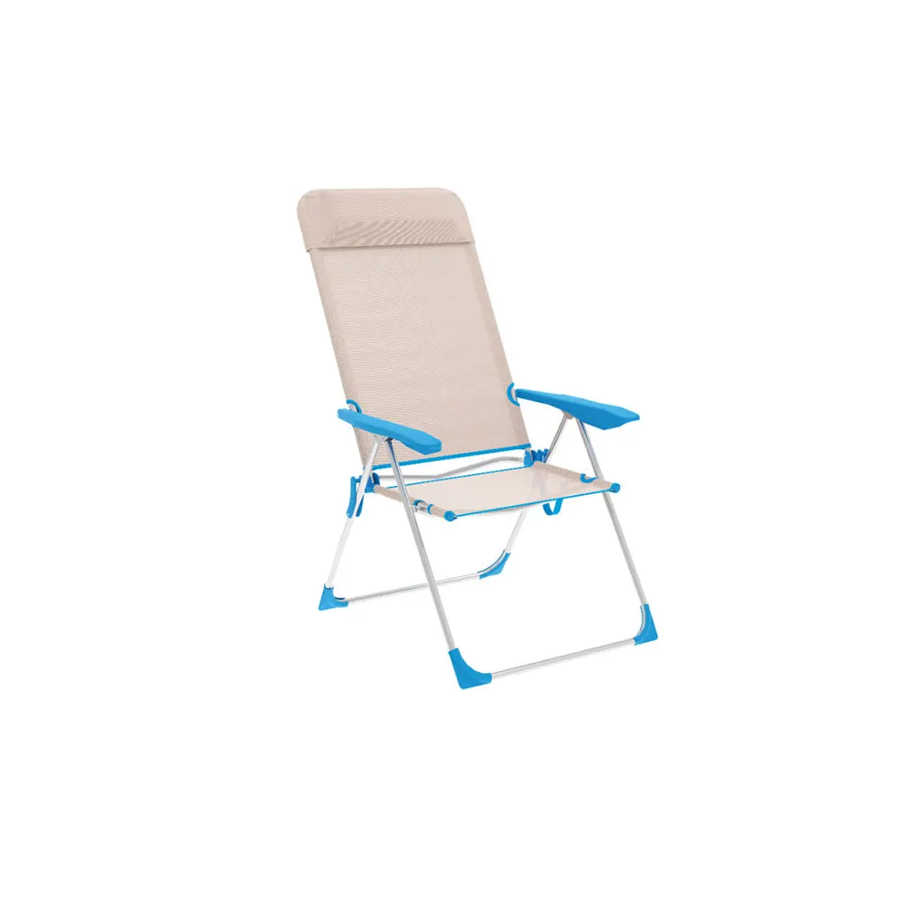 Marbueno Summer 10175 69x58x109 Cm Aluminium Multiposisjons Sammenleggbar Stol unisex, Beige / blue, 69 x 58 x 109cm Marbueno Summer 10175 69x58x109 Cm Aluminium Multiposisjons Sammenleggbar Stol unisex, Beige / blue, 69 x 58 x 109cm