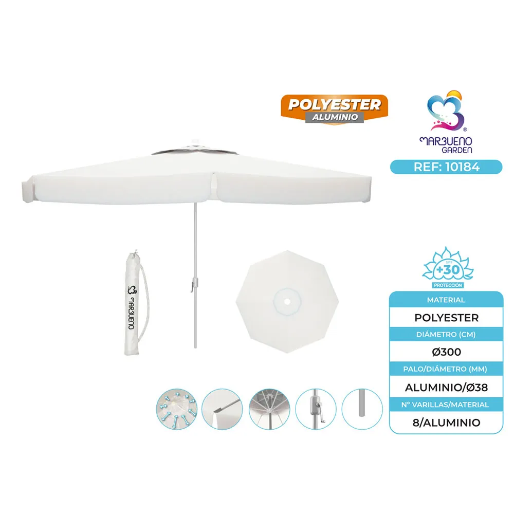 Marbueno Summer Aluminium Parasoll Med Høyde 10184 Ø 300 Cm 250 Cm unisex, White, One Size Marbueno Summer Aluminium Parasoll Med Høyde 10184 Ø 300 Cm 250 Cm unisex, White, One Size