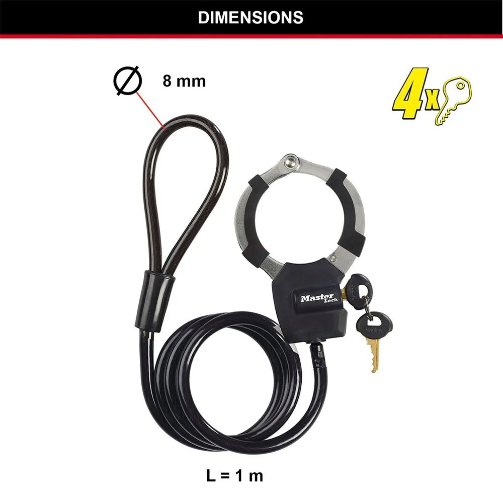 Masterlock 8275 Eurdproblk Kabellås, Black, One Size