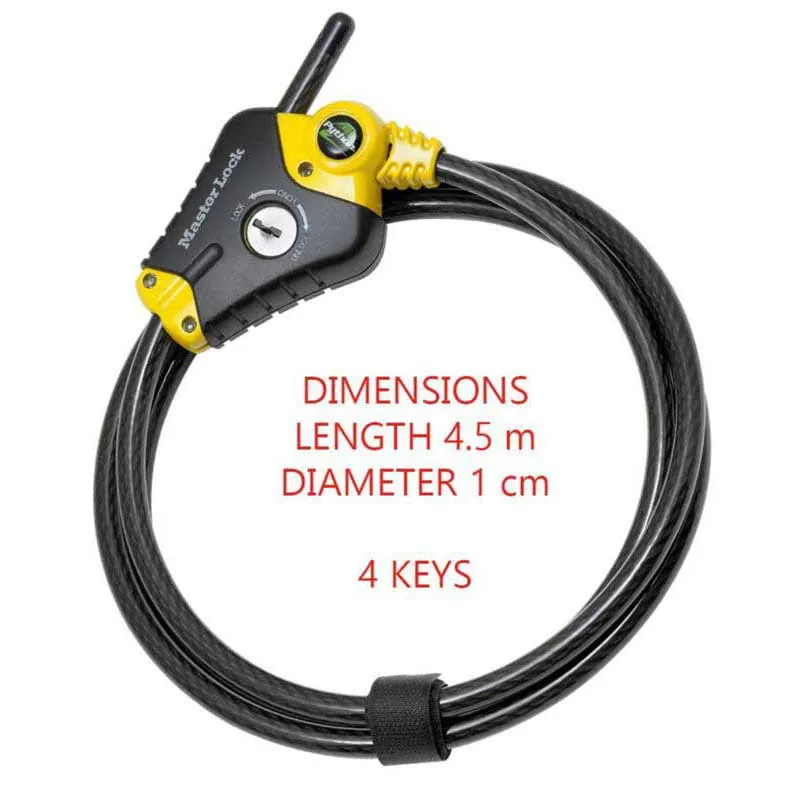 Masterlock 8420eurd Kabellås, Black / yellow, 10 x 4500mm
