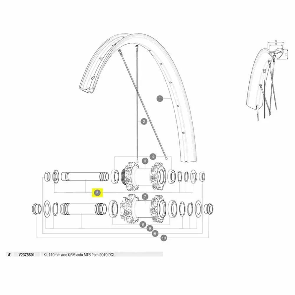 Mavic 110 Mm Eje Qrm Mtb 2019 Dcl Lager, Black, One Size