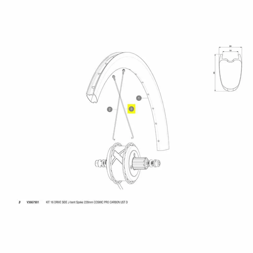 Mavic Cosmic Pro Carbon Ust Ubm Rear Right Eike 16 Enheter, Black, 228mm