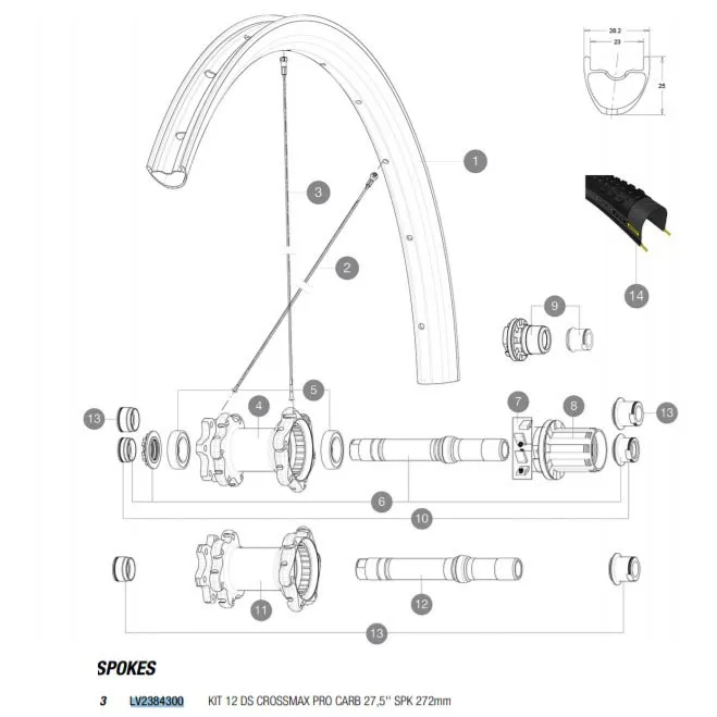 Mavic Crossmax Pro Carbon 27.5 2017-18 Bakre Høyre Eiker 12 Enheter Mavic Crossmax Pro Carbon 27.5 2017-18 Bakre Høyre Eiker 12 Enheter