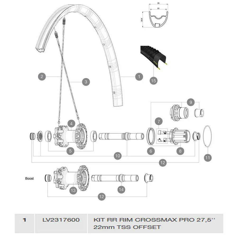 Mavic Crossmax Pro Tubeless Offset Bakfelg
