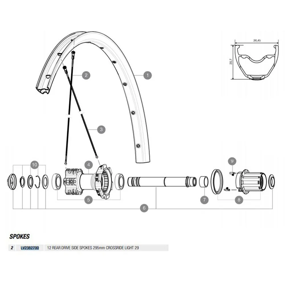 Mavic Crossride Light 29 2016-17 Bakre Høyre Eiker 12 Enheter, Black, 295mm