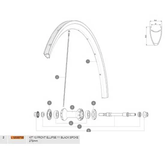 Mavic Ellipse 2011 Front Eike 10 Enheter, Black, 279mm