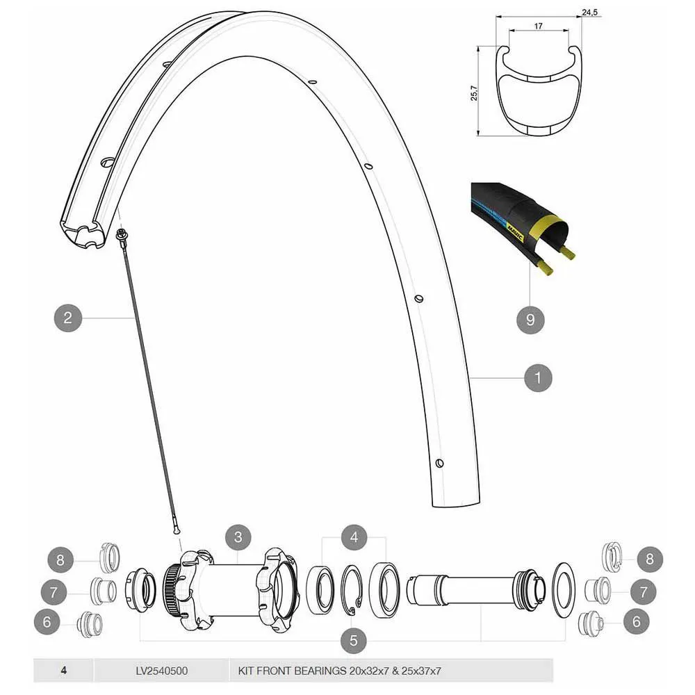 Mavic Forhjulslagersett, Silver / black, 20 x 32 x 7 / 25 x 37 x 7mm Mavic Forhjulslagersett, Silver / black, 20 x 32 x 7 / 25 x 37 x 7mm