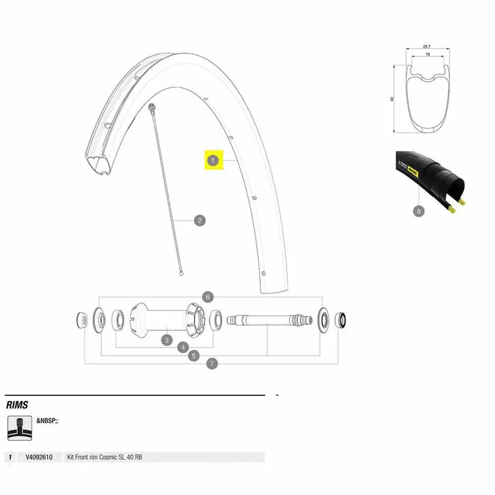 Mavic Front Cosmic Sl 40 Rb Landeveissykkel Felg, Black, 700 - 28" Mavic Front Cosmic Sl 40 Rb Landeveissykkel Felg, Black, 700 - 28"