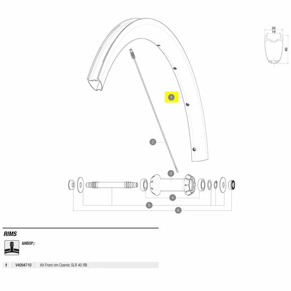 Mavic Front Cosmic Slr 40 Rb Landeveissykkel Felg, Black, 700 - 28"